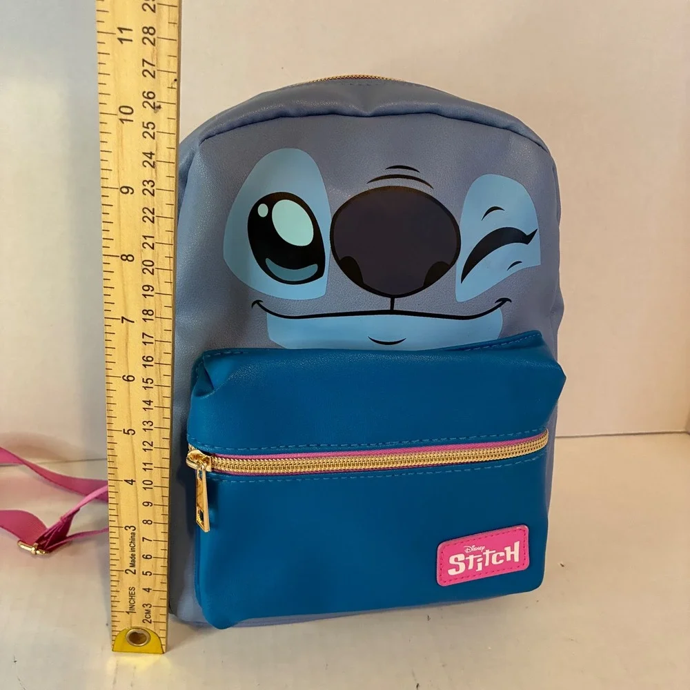 Disney Bioworld Stitch Mini Backpack Blue Faux Leather Kidcore Bag Lilo Colorful